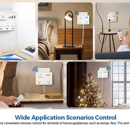 Remote Control Outlet W03RC06 – 3 Outlets, 3 USB Ports, 100FT RF Range