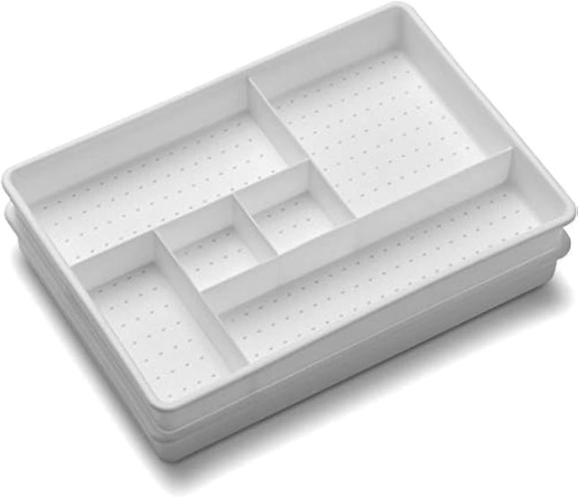 2-Pack 6-Compartment Drawer Organizers – Plastic Storage Trays for Gadgets