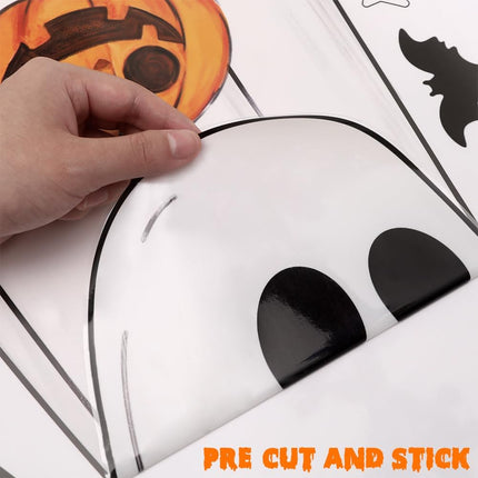 3-Sheet Large Halloween Ghost Window Clings, Bat Cat Pumpkin Glass Decals & Decor