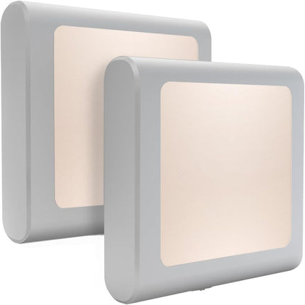 2 Pack Plug-In LED Night Lights – Warm White, Dusk to Dawn, Adjustable Brightness