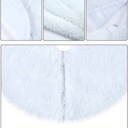 18in White Faux Fur Christmas Tree Skirt – Small Tabletop Xmas Tree Decoration