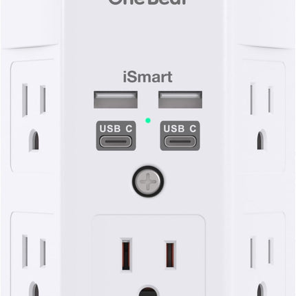 One Beat 1680J 3-Side Power Strip – 5 Outlets + 4 USB (USB-C) Surge Protector for Home & Travel