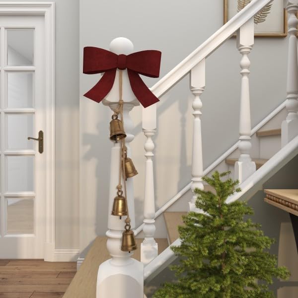 4 Metal Tibetan Cow Bells – Handmade Gold Bells on 29" Jute Hanging Rope