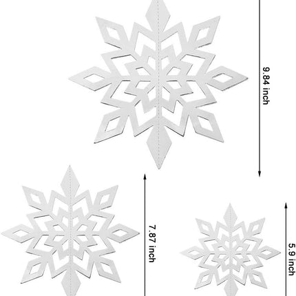 12PCS Christmas Snowflake Decorations – 3D Glitter White Hanging Decor