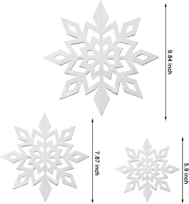 12PCS Christmas Snowflake Decorations – 3D Glitter White Hanging Decor