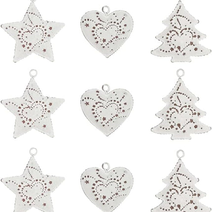 9PCS Metal Christmas Wall Decor – Star, Tree & Heart Hanging Indoor/Outdoor