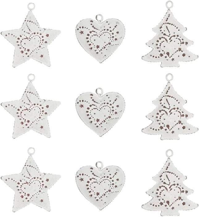 9PCS Metal Christmas Wall Decor – Star, Tree & Heart Hanging Indoor/Outdoor