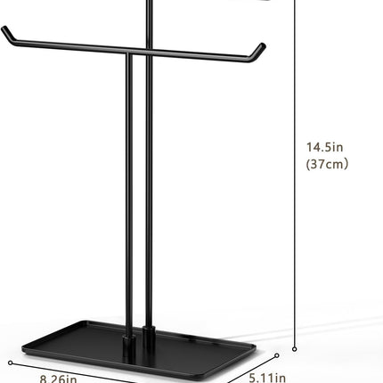 Black Metal Jewelry Stand – Necklace Organizer for Home & Office Decor