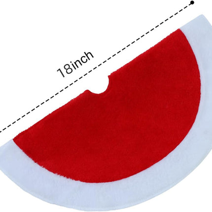18" Red Mini Christmas Tree Skirt – Plush Holiday Decoration Mat for Small Trees
