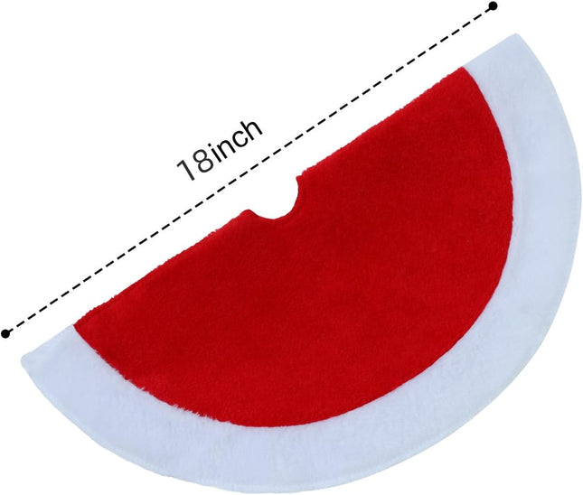 18" Red Mini Christmas Tree Skirt – Plush Holiday Decoration Mat for Small Trees