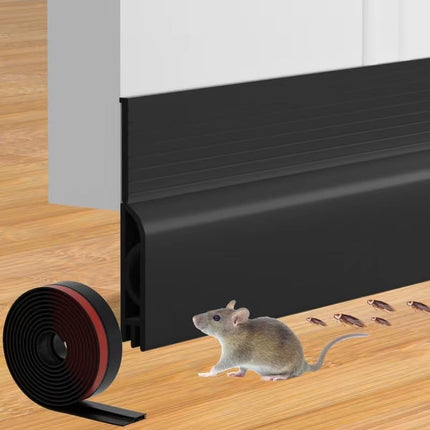 Door Draft Stopper Adjustable Weather Stripping Seal Under Door Sweep Black 39in