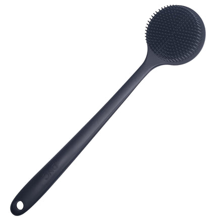 Black Shower Back Scrubber Long Handle Silicone Bath Body Brush Exfoliator