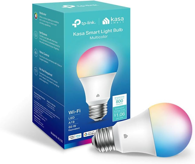 Smart WiFi Bulb A19 – Full Color, Dimmable, Alexa & Google, 9W, 800 Lumens