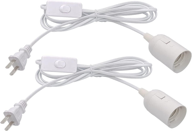 2 Pack Plug-in Hanging Light Kit – E26/E27 Industrial Pendant with On/Off Switch