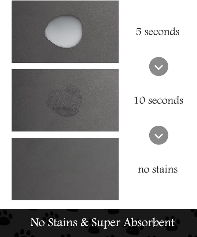 Absorbent Pet Feeding Mat – Quick Dry, No Stains, for Food & Water Bowls (12"x19")