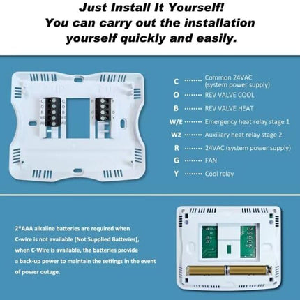 Programmable Thermostat for Home, 2 Heat/1 Cool with Large Backlit Display