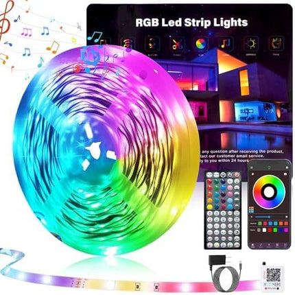 100ft RGB LED Strip Lights – Color Changing, Music Sync, App & Remote Control