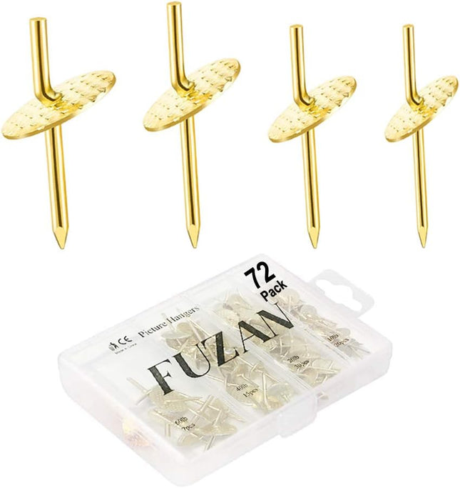 72PCS Picture Hangers Kit – Iron Alloy Nail Hooks for Frames, Mirrors, Clocks & Jewelry