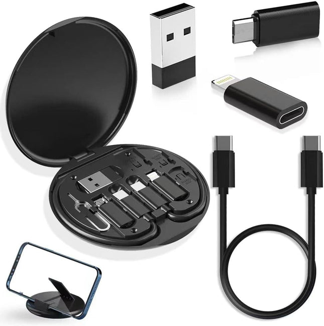 USB Adapter Kit with SIM Card Holder Eject Pin & Phone Stand for Travel