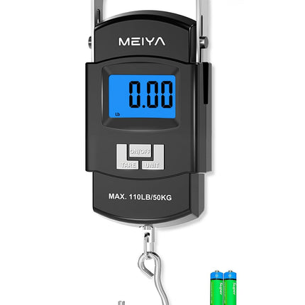 110LB/50KG Digital Fish Scale with Backlit LCD, Stainless Steel Hook & Handle