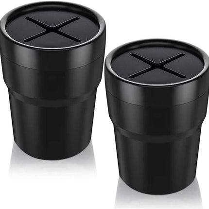 2-Pack Mini Car Trash Can with Lid, Leakproof Cup Holder Garbage Bin for Auto