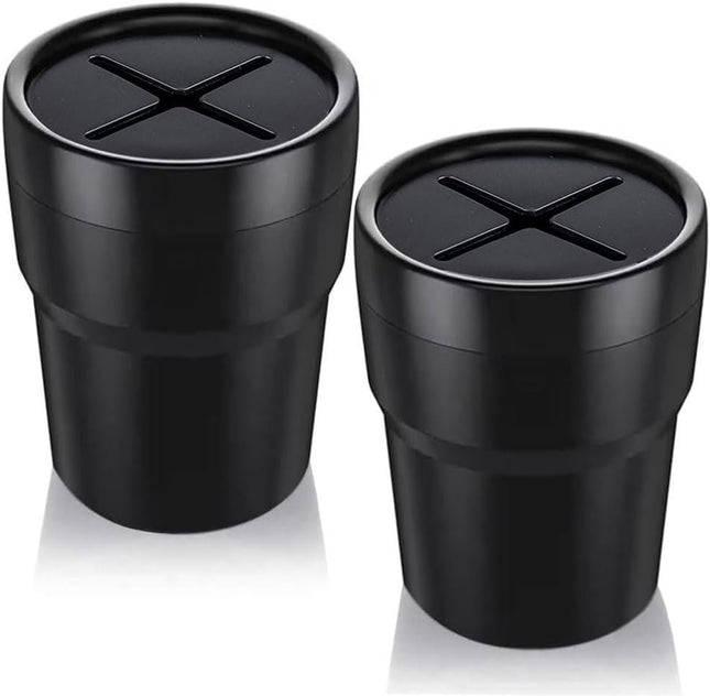 2-Pack Mini Car Trash Can with Lid, Leakproof Cup Holder Garbage Bin for Auto