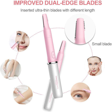 Hair Trimmer for Women & Men – Dual Blades Shaver for Face, Nose & Body