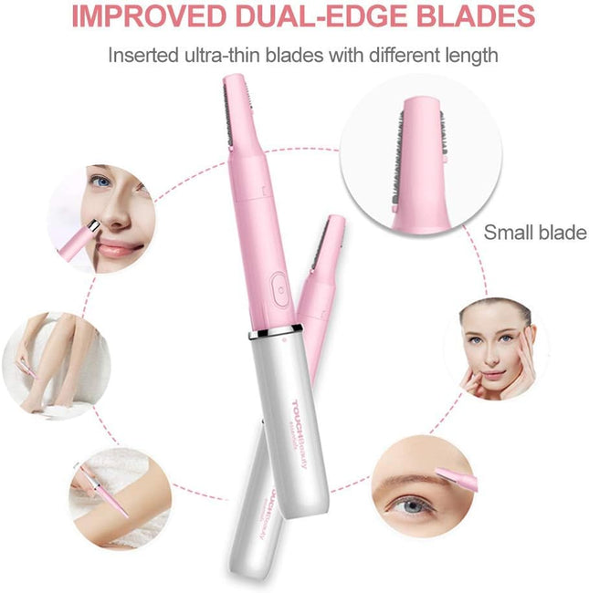 Hair Trimmer for Women & Men – Dual Blades Shaver for Face, Nose & Body