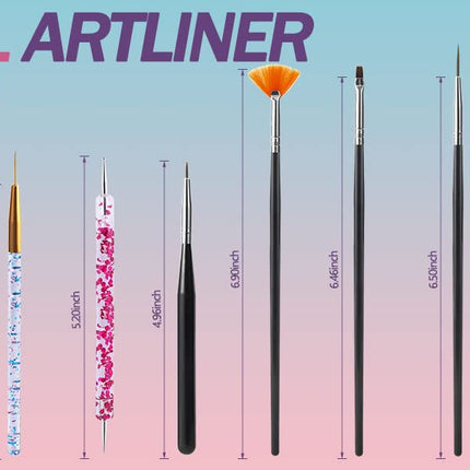31PCS Nail Art Brushes & Dotting Tools Set, Gel Polish Striping Drawing Brushes DIY Designs