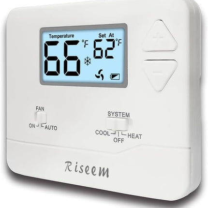 Digital Non-Programmable Thermostat for 1 Heat/1 Cool Systems, Energy-Saving
