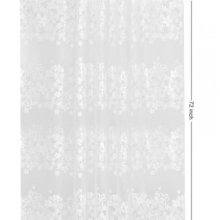 Shower Curtain Liner 4G PEVA Waterproof, White Floral, 3 Magnetic Weights, Grommets
