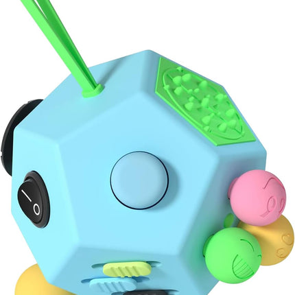 Fidget Dodecagon 12 Sided Stress Relief Toy Silent Cube for Kids and Adults Blue Sky