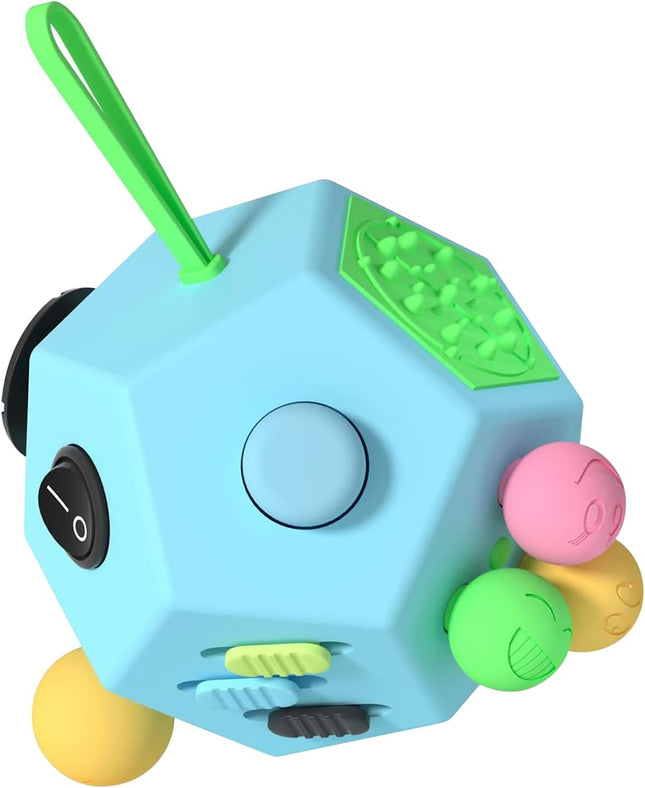 Fidget Dodecagon 12 Sided Stress Relief Toy Silent Cube for Kids and Adults Blue Sky