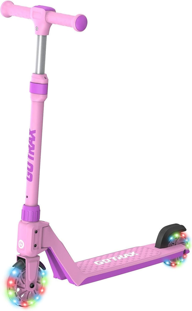 K03 Kids Kick Scooter 5" LED Wheels Adjustable Handlebar Anti Slip Deck Pink