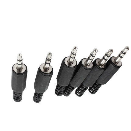 6 PCS Black Male Stereo Audio Plug Adapter, Solder Type Headphone Jack