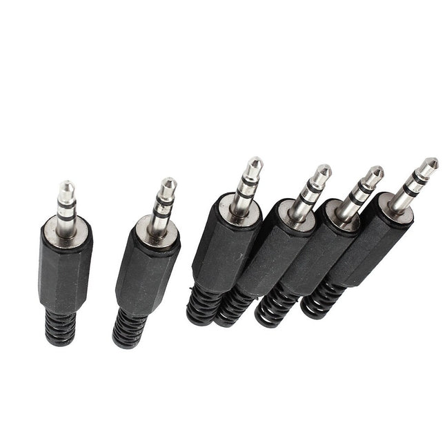6 PCS Black Male Stereo Audio Plug Adapter, Solder Type Headphone Jack