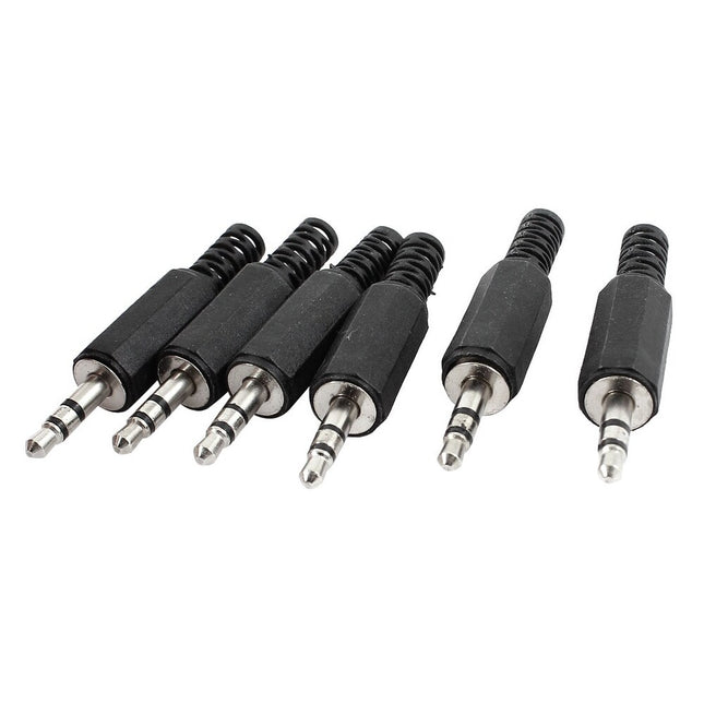 6 PCS Black Male Stereo Audio Plug Adapter, Solder Type Headphone Jack