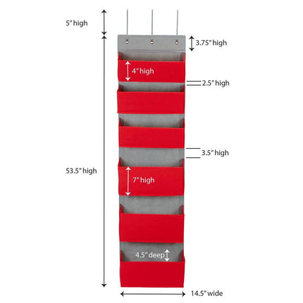 6 Pocket Over the Door Organizer – 7x15x57 Inch Hanging Storage Rack