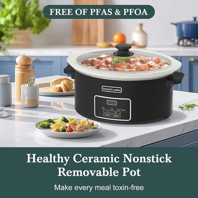6-Quart Digital Slow Cooker with Programmable Controls & Removable Pot
