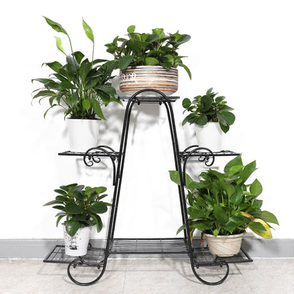 6 Tier Metal Flower Pot Plant Stand Balcony Floor Standing Shelf Rack