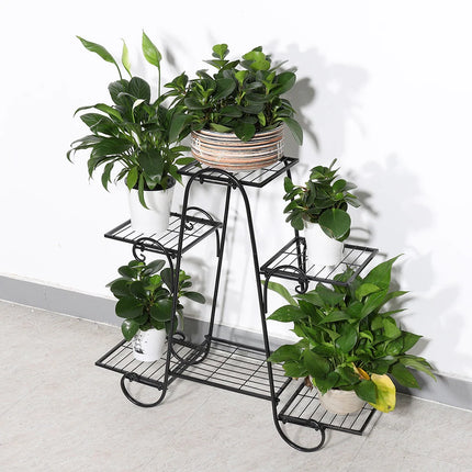 6 Tier Metal Flower Pot Plant Stand Balcony Floor Standing Shelf Rack
