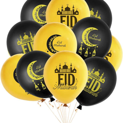 20PCS Eid Mubarak Latex Balloons Festive Print Party Decorations