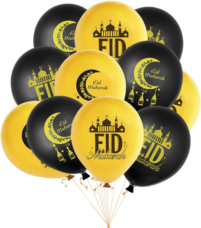 20PCS Eid Mubarak Latex Balloons Festive Print Party Decorations