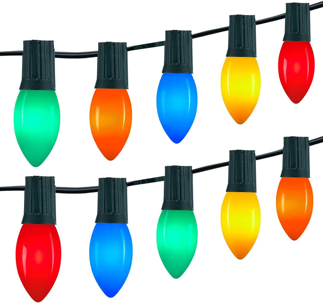 C9 LED Christmas Lights 150ft – Multicolor Shatterproof Bulbs, Outdoor Waterproof