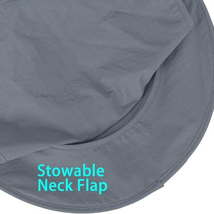 Men Women UPF 50+ Wide Brim Sun Hat Fishing Safari Hat with Neck Flap UV