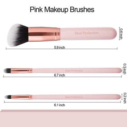 16Pcs Makeup Brush Set with Eyebrow Razor Synthetic Foundation Eyeshadow Blush Pink