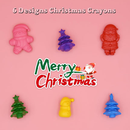 6-Pack Christmas Mini Crayons | Tree, Snowman & Santa Stocking Stuffers