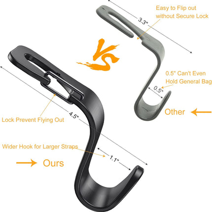 4 Pack Car Back Seat Headrest Hooks – Hangers for Purse, Grocery Bags, Hats