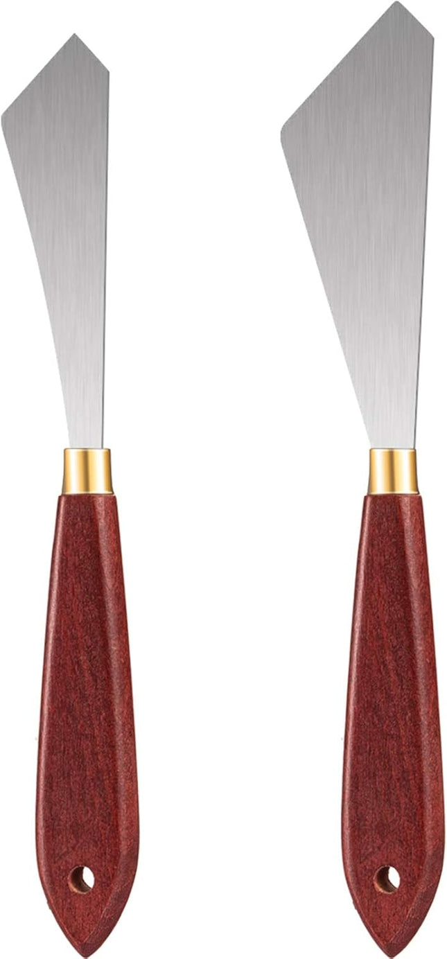 2PCS Painting Knife Set – Stainless Steel Palette Knives with Wood Handles