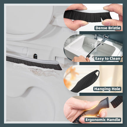 4 Piece Bathroom Cleaning Brush Kit for Gaps Corners and Toilet Seats